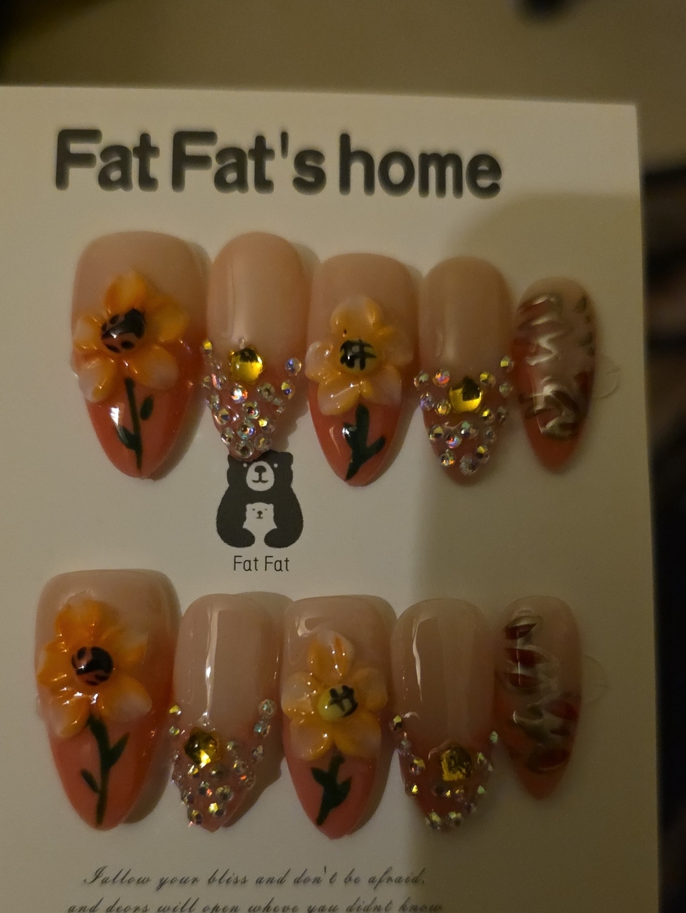 Floral Accent Press-On Nails Large